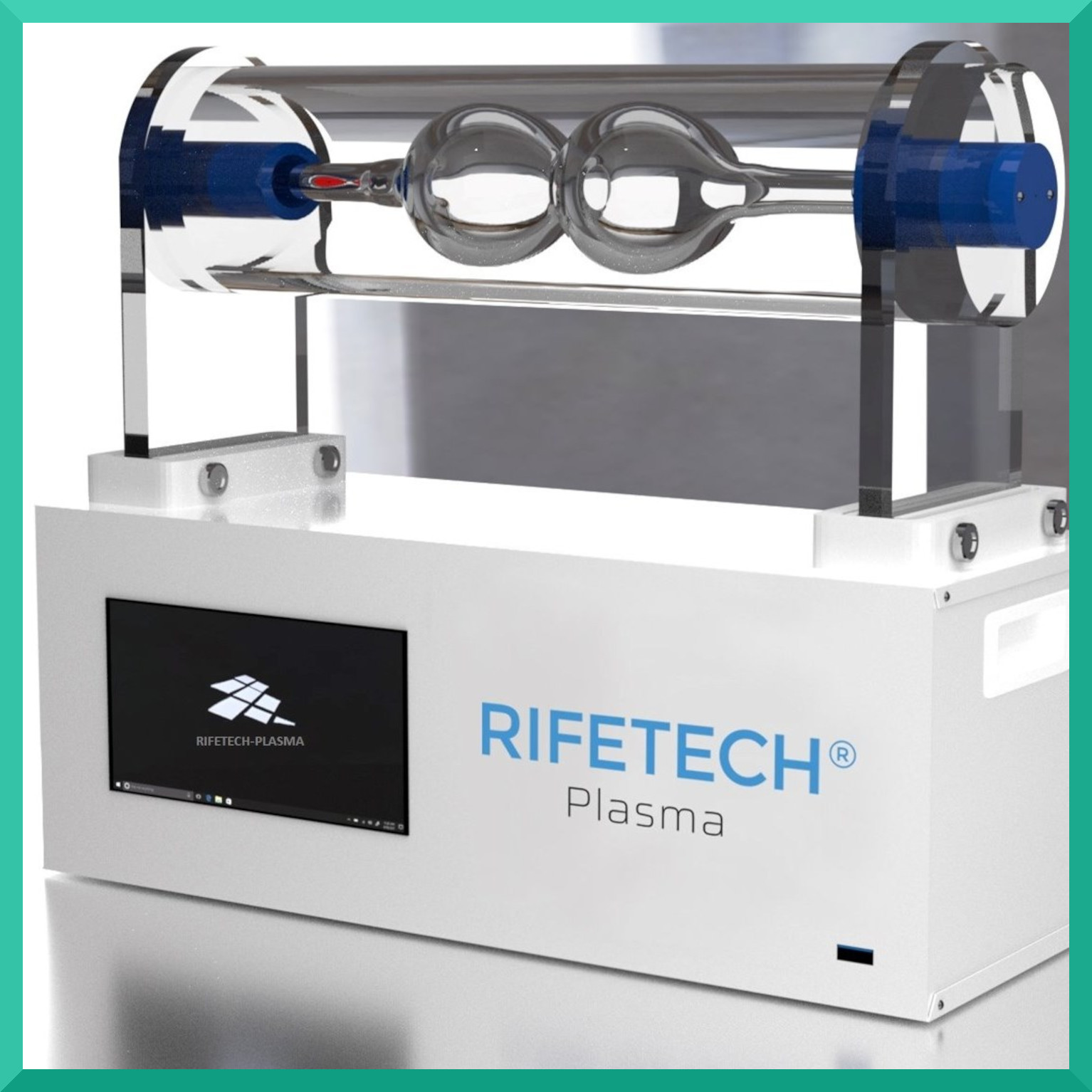 RIFETECH Plasma-Gerät bei der Anwendung von HRV-Biofeedback zur Analyse und Behandlung von Angstzuständen, Migräne und Allergien, demonstriert durch die Anpassung von Therapiesignalen basierend auf Herzrhythmusveränderungen